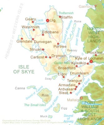 Map Of Skye Tourist Attractions Accommodation - Skye Guides